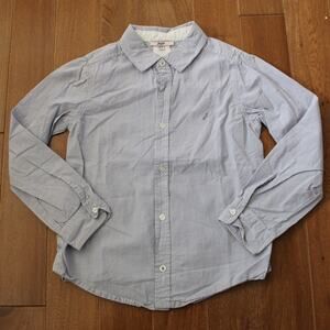 Jacadi Boy's Long Sleeve Button Up Shirt Blue White Stripe 6 Y